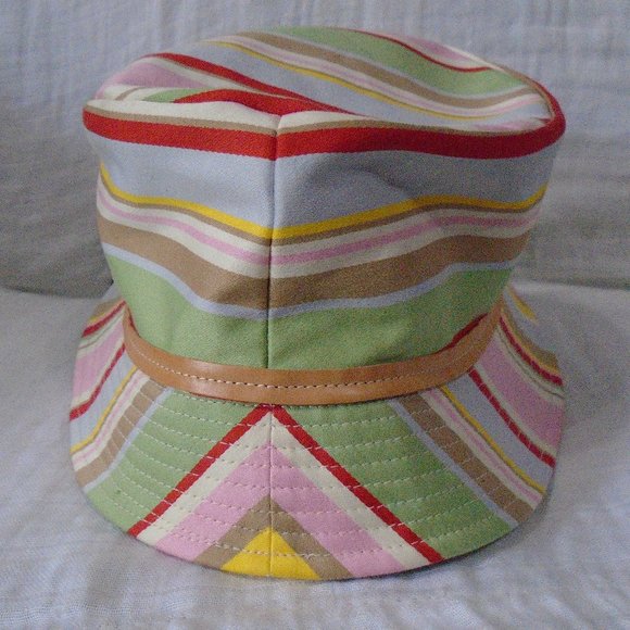 Coach Multicolor Pastel Stripes Soho Crusher Bucket Hat Women Size M/L NWT - Picture 1 of 11